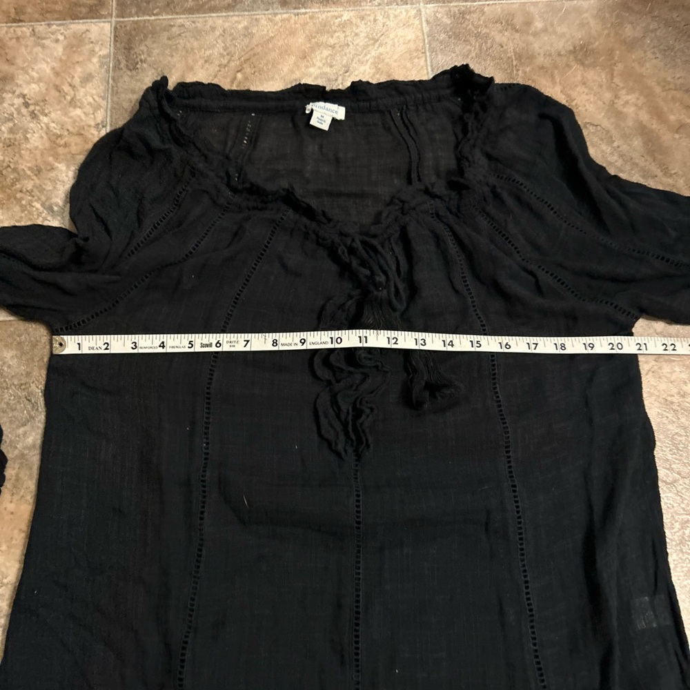 Sundance Black Gauzy Peasant Tunic Top - Picture 9 of 10